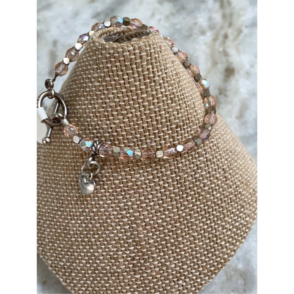 Crystal Sterling Silver 6” Bracelet with Heart #child #handmade
